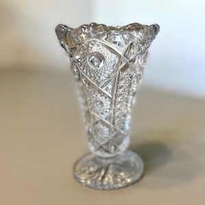 Imperial Glass Arthur Lorch 536 Hobstart & Button Pattern Vase 1980s